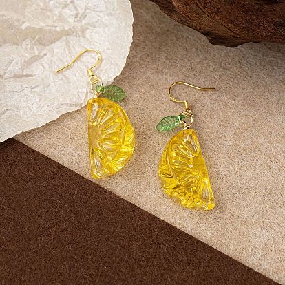 Оранжевые серьги-подвески из смолы и пластика, оранжевые, золотой свет