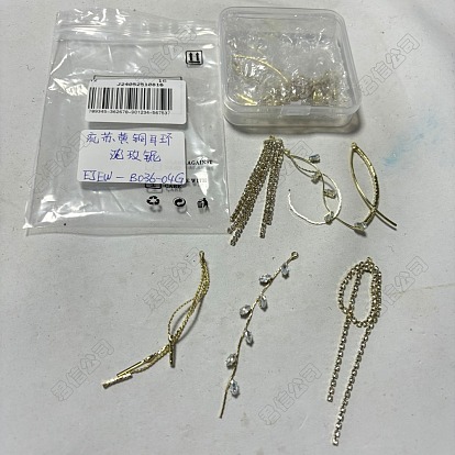 12 pcs 6 styles fer et alliage ou laiton gland gros pendentifs, avec des strass clairs