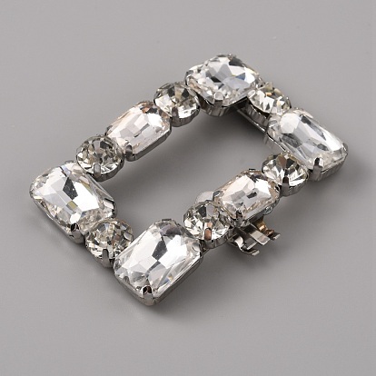 Alloy Rhinestone Shoe Decoration, Detachable Shoe Buckle Clip, Rectangle