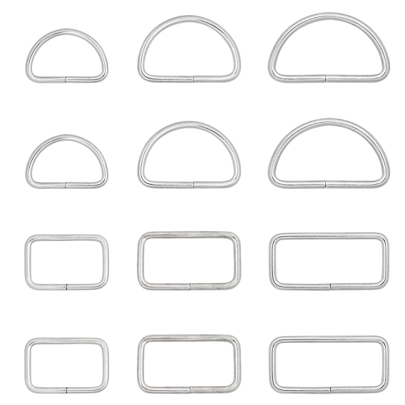 Iron Buckle Clasps, for Webbing, Strapping Bags, Garment Accessories, Half Round/Semicircle & Rectangle