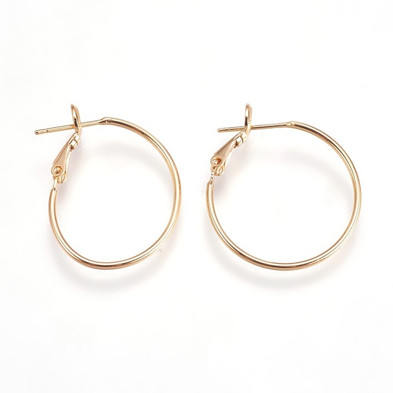 Brass Hoop Earrings, for Jewelry Making and Earring Repair, Nickel Free, Ring