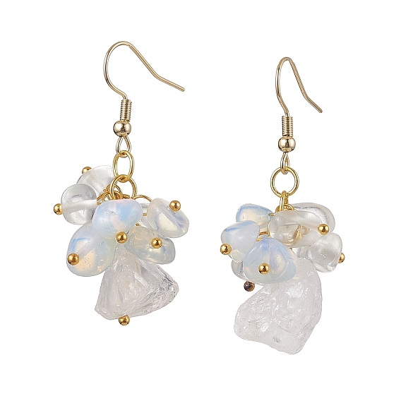 Серьги с подвесками из натуральных кристаллов кварца и опалита, с 304 нержавеющей стали серьги крючки, самородки