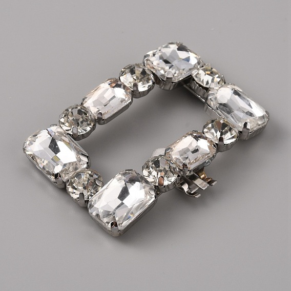 Décoration de chaussures en alliage strass, clip de boucle de chaussure amovible, rectangle