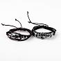 Adjustable Multi-strand Leather Cord Bracelets, with Alloy Findings, Antique Silver Anchor