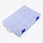 Rectangle Polypropylene(PP) Bead Storage Container, with Hinged Lid and 12 Compartments, for Jewelry Small Accessories
