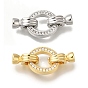 Brass Micro Pave Clear Cubic Zirconia Fold Over Clasps, Cadmium Free & Nickel Free & Lead Free, Ring