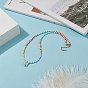 Resin Butterfly Pendant Necklaces, Glass Beaded Necklace with 304 Stainless Steel Lobster Claw Clasps & Extender Chain, for Women