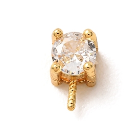 Rack-Beschichtung Messing Micro Pave Cubic Zirkonia Peg Bails Anhänger, langlebig überzogen, für die Hälfte gebohrt Perlen, Bleifrei und cadmium frei