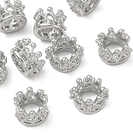 Shegrace Messing-Mikropavé-Perlen aus klarem Zirkonia (europäischer Stil), Großloch perlen, Krone, cadmiumfrei und bleifrei und nickelfrei
