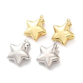 Brass Star Hoop Earrings for Women