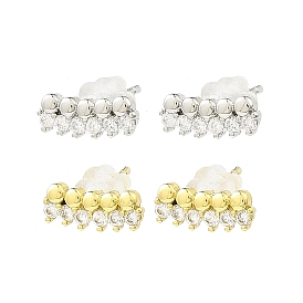 Brass Micro Pave Cubic Zirconia Stud Earrings, Long-Lasting Plated, Lead Free & Cadmium Free