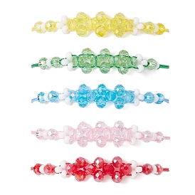 Браслеты из плетеных бусин с гальваническим покрытием из стекла, плетеные браслеты из нейлоновой нити для женщин, цветок, граненые