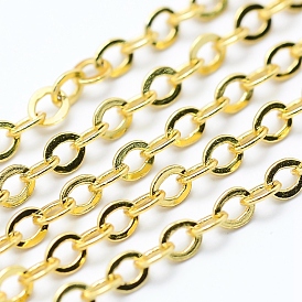  Brass Cable Chains, Soldered, Long-Lasting Plated, Flat Oval, Cadmium Free & Lead Free