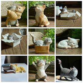Creative Resin Poses Cat Figurine Display Decorations, Simulation Animal, for Car Home Office