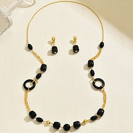 Комплекты из пластиковых прямоугольных серег и ожерелий из сплава для женщин