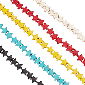 10 Strands 5 Colors Dyed Synthetic Turquoise Beads Strands, Star