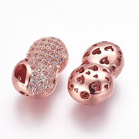 Латунные микро проложить кубического циркония бусы, арахис