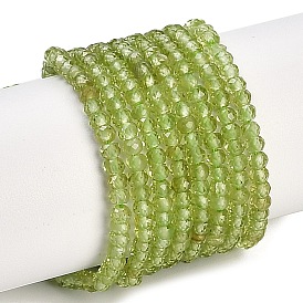 Natural Peridot Beads Strands, Faceted, Rondelle