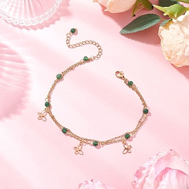 304 ножные браслеты звено цепи нержавеющие, с натуральным белым нефритом для женщин