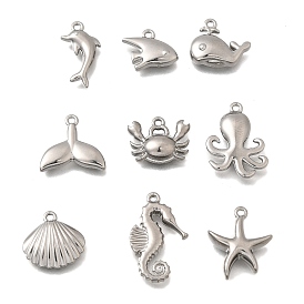 Серия «Океан» 304 подвески из нержавеющей стали, анти-тускнение, ракушка/рыба/рыбий хвост/морская звезда