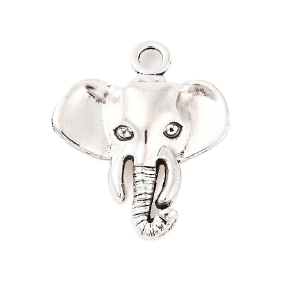  Colgantes de elefante de aleación de estilo tibetano, sin plomo y cadmio, 25x21x4 mm, agujero: 2.5 mm