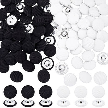 100шт 2цвета 1-отверстие тканевые пуговицы, со сплавочной фурнитурой, полукруглые пуговицы