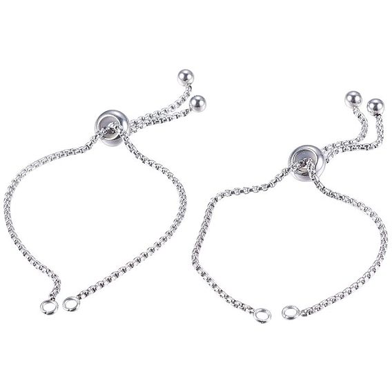 Регулируемый 304 браслет из нержавеющей стали, Боло браслеты, слайдерные браслеты