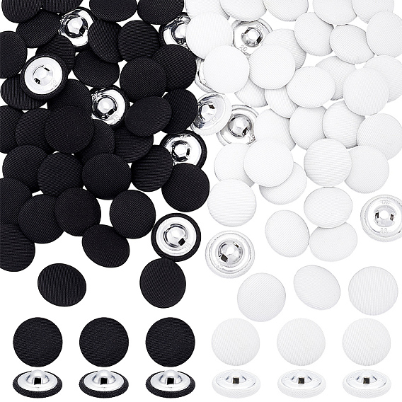 100шт 2цвета 1-отверстие тканевые пуговицы, со сплавочной фурнитурой, полукруглые пуговицы