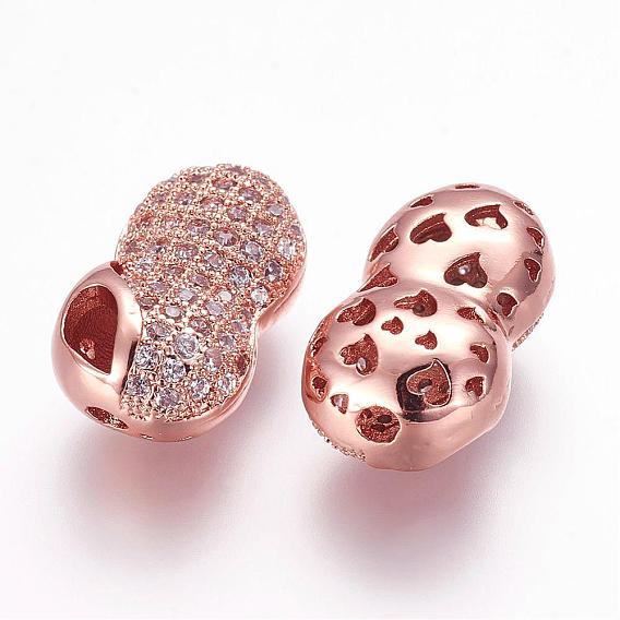 Латунные микро проложить кубического циркония бусы, арахис