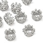 SHEGRACE Brass Micro Pave Clear Cubic Zirconia European Beads, Large Hole Beads, Crown, Cadmium Free & Lead Free & Nickel Free