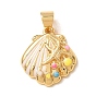 Brass with Enamel Pendants, Shell Shape Charms, Colorful