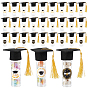 30Pcs Clear PET Plastic Bead Storage Tubes with Aluminum Screw Top Caps, with 30Pcs Black Fabric Graduation Hat and 3 Sheets Paper Stickers