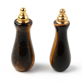 Zu öffnende Parfümflaschenanhänger aus natürlichem Edelstein, mit vergoldenden Messing Zubehör, Vase Form