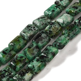 Brins de perles de turquoise africaine (jaspe) naturelles teintes, rectangle, verte