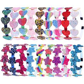 Star/Heart/Butterfly Candy Color Sequin Cloth Hair Bands, Hair Accessories for Girl