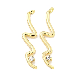 Brass Pave Clear Cubic Zirconia Wave Shaped Connector Charms