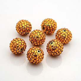 Resin Rhinestone Bubblegum Ball Beads, Round