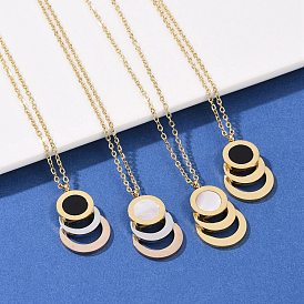 304 римские цифры из нержавеющей стали 3 ожерелья с подвесками и кольцами, с черным/белым пластиком, ионное покрытие (ip)