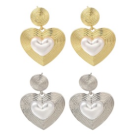 Серьги-гвоздики в форме сердца из латуни с покрытием стойки, долговечный, без свинца и без кадмия, с абс жемчуга