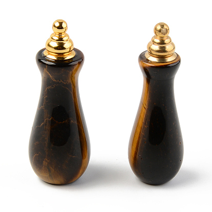 Zu öffnende Parfümflaschenanhänger aus natürlichem Edelstein, mit vergoldenden Messing Zubehör, Vase Form