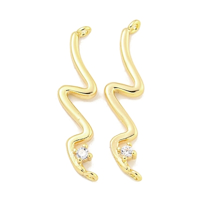 Подвески из латуни с прозрачным кубическим цирконием в форме волны