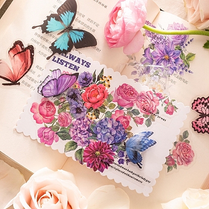 50pcs autocollants décoratifs papillon et fleur pour animaux de compagnie, pour scrapbooking diy