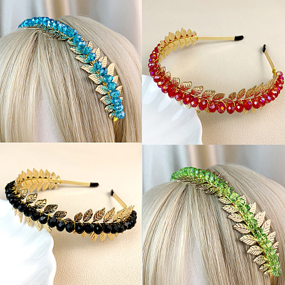 Leaf Glass with Metal Crown Hair Bands