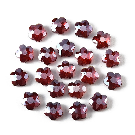20шт прозрачные гальванические стеклянные бусины, цветок, AB цвет, граненые