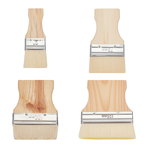 4шт 4 стили шерстяная кисть, с деревянной ручкой, прямоугольные