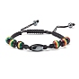 Adjustable Braided Beads Bracelets, with Resin Beads and Non-Magnetic Synthetic Hematite Beads