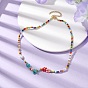 Flower Imitation Pearl Glass Seed & Acrylic Beaded Necklaces