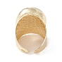 Natural White Jade Oval Open Cuff Ring, Golden Brass Chunky Ring for Men Women, Cadmium Free & Lead Free