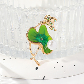 Броши из эмалевого сплава «лотос», с горный хрусталь и акриловые бусины