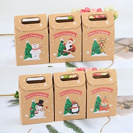 24шт 6 прямоугольные бумажные коробки для выпечки с ручкой, подарочная коробка на рождественскую тематику, для мини торта, кекс, упаковка печенья